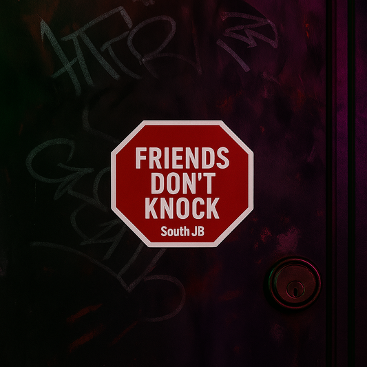 “Friends Don’t Knock” - 10 Pack - South JB - Stop Sign Sticker